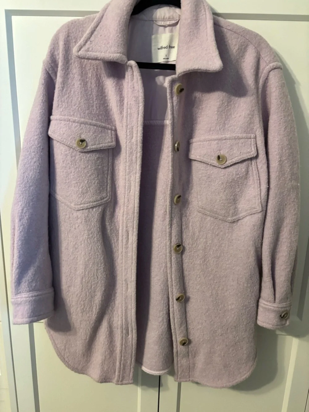 Wilfred Free Aritzia Lilac Purple Wool Blend Shacket Size Small - Picture 4 of 12